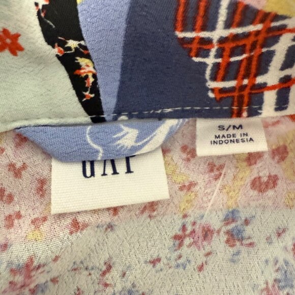 Gap Womens Patchwork Kimono Jacket S/M Open Front Long Sleeves 100% Rayon Multic - Picture 2 of 9